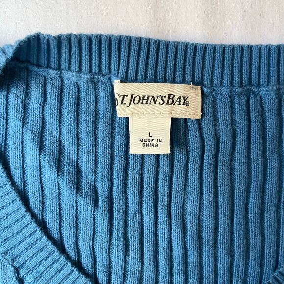 St. John's Bay Women’s Long Sleeve Screw Neck Knit Sweater Blouse size L, Blue - Picture 5 of 7